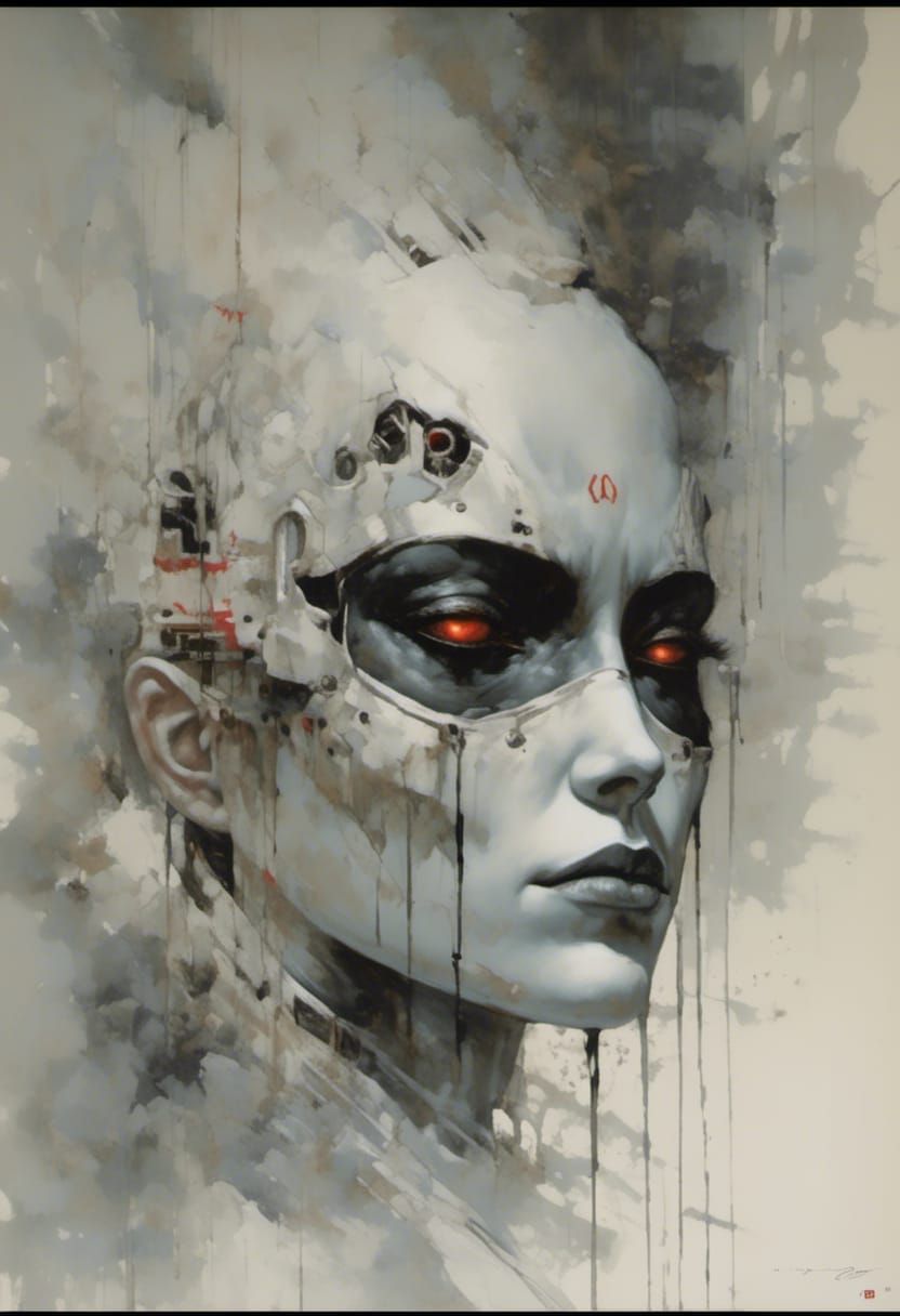 Battle-Worn Mechwarrior with Interdimensional Sci-Fi Aesthet...