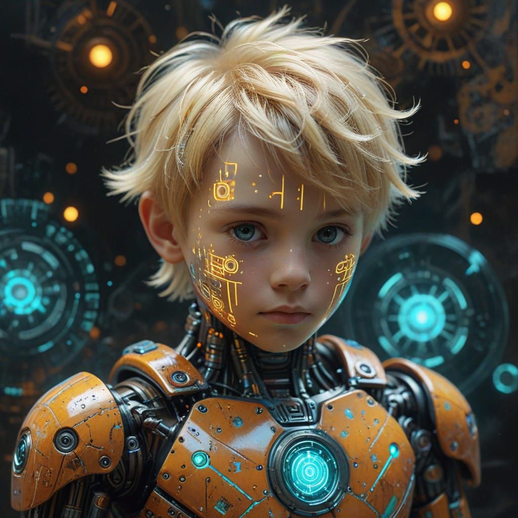 Robot-Augmented Boy in Alla Prima Neo-Bubblecore