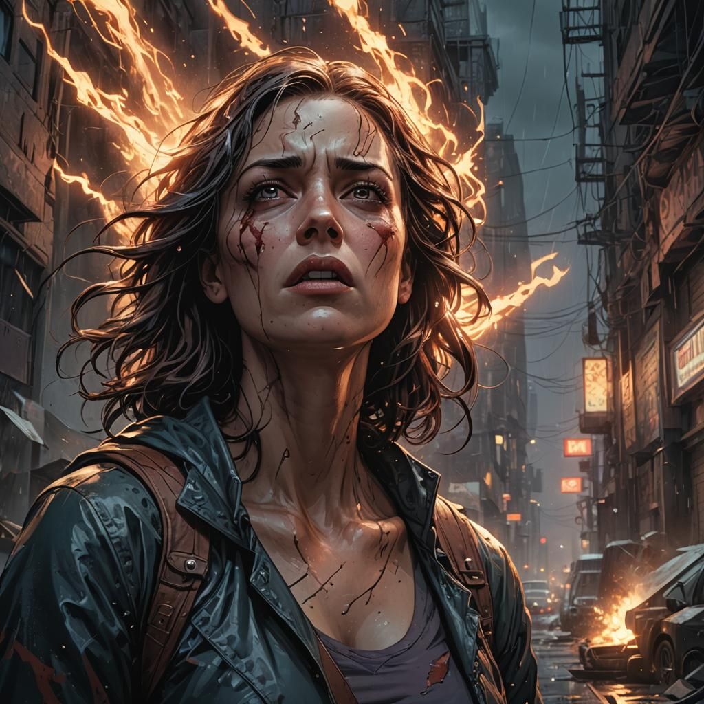 Woman's Fear and Pain: Comic Book Art in 8K