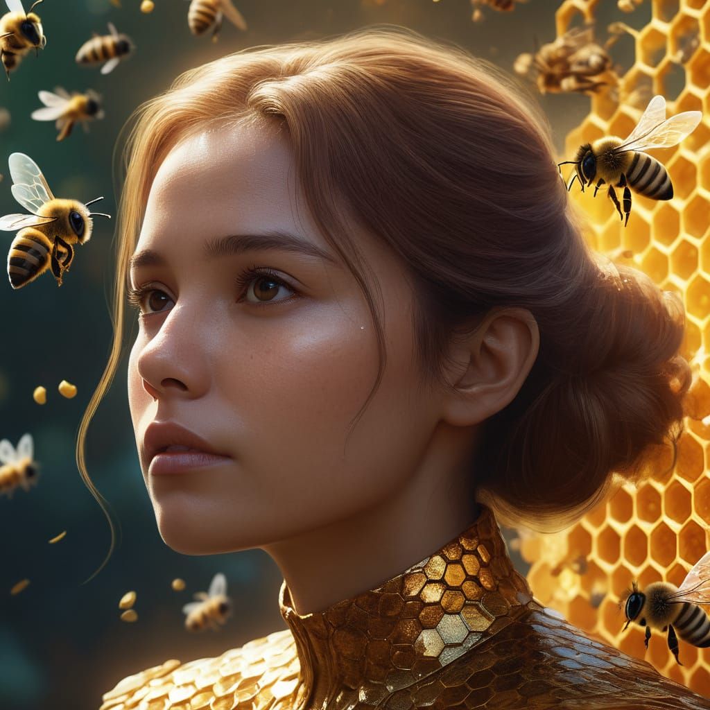 Woman with Bees: Artgerm Style Concept Art