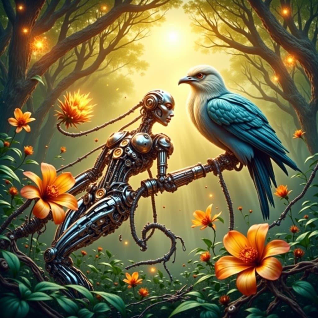 Steampunk Cyborg with Intricate Gears and Brass