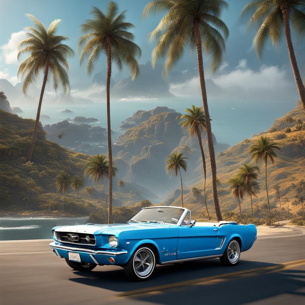 Baby Blue 1966 Ford Mustang Convertible: Detailed Matte Pain...