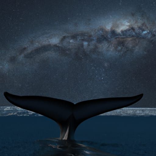 Whale Fin Silhouette Under Starry Night Sky