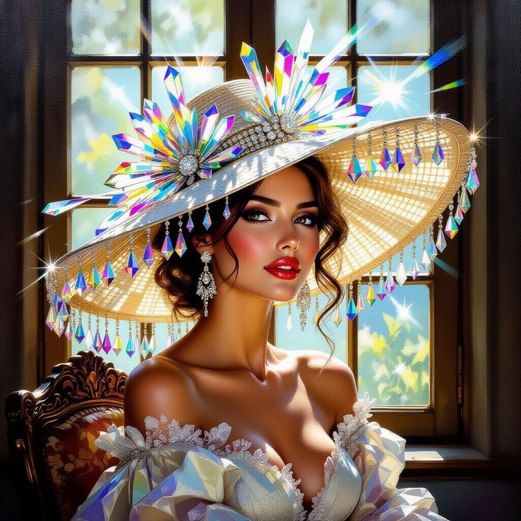 Crystal Prism Hat Luxury Oil Painting