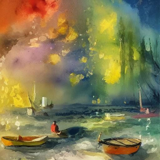 Impressionist Gouache Watercolor Masterpiece on Canvas