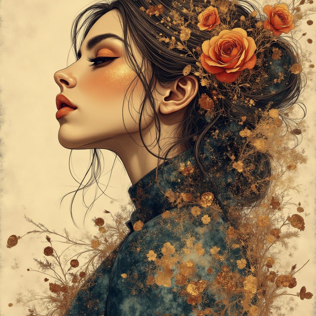 Alcohol Ink Pirate Portrait in Summer Colors