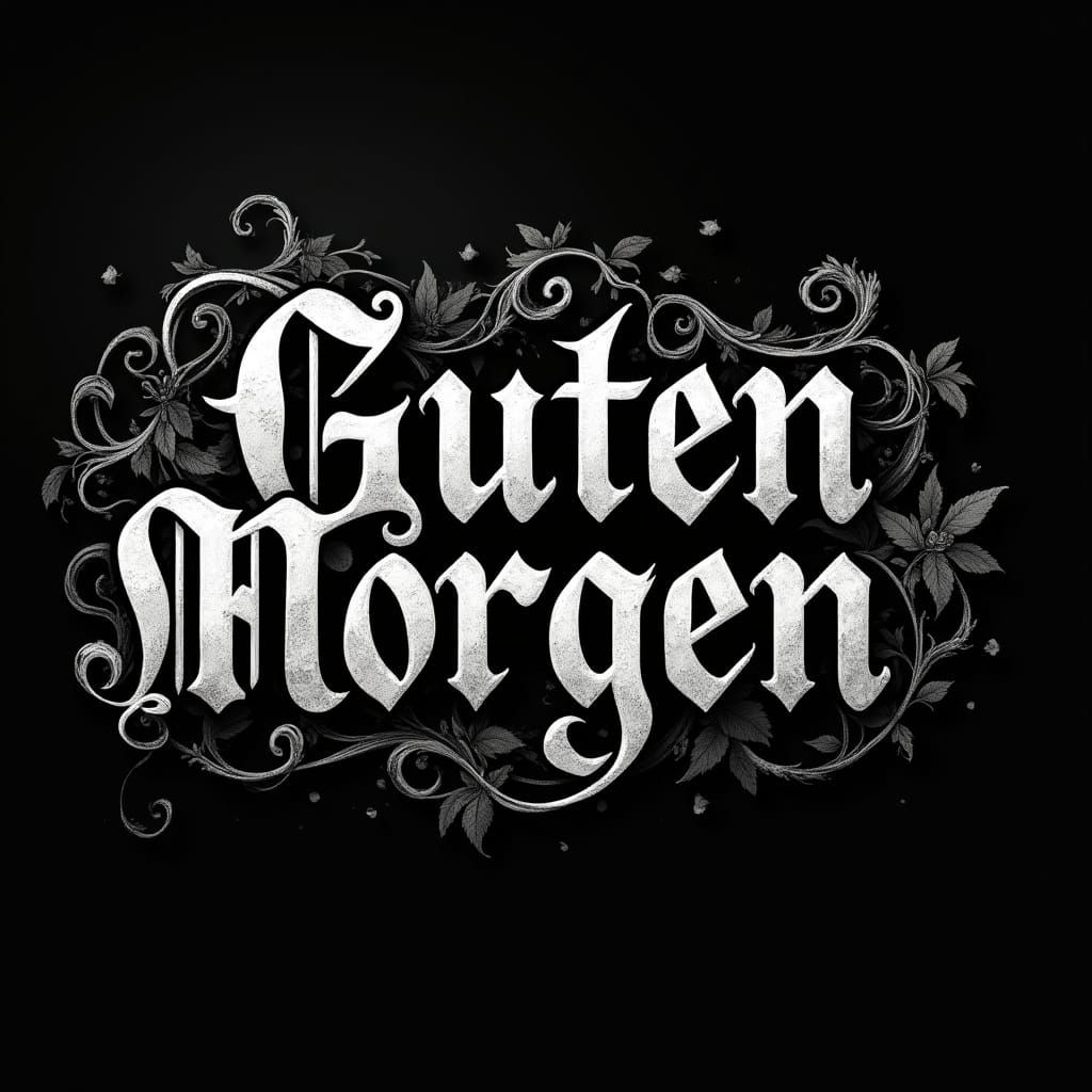 Elegant Sakura-Inspired Gothic Art with Cursive Black Letter...