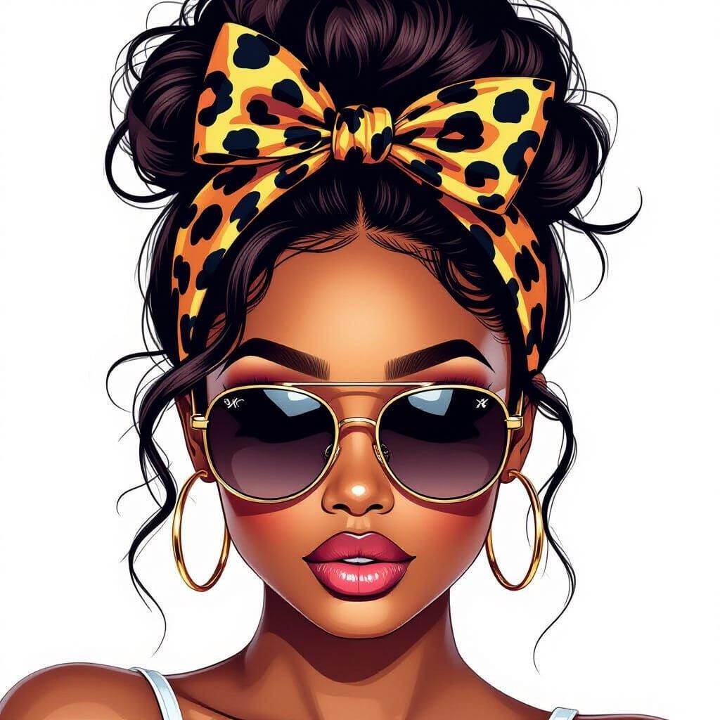 African American Woman Portrait in Modern Vector Art Style