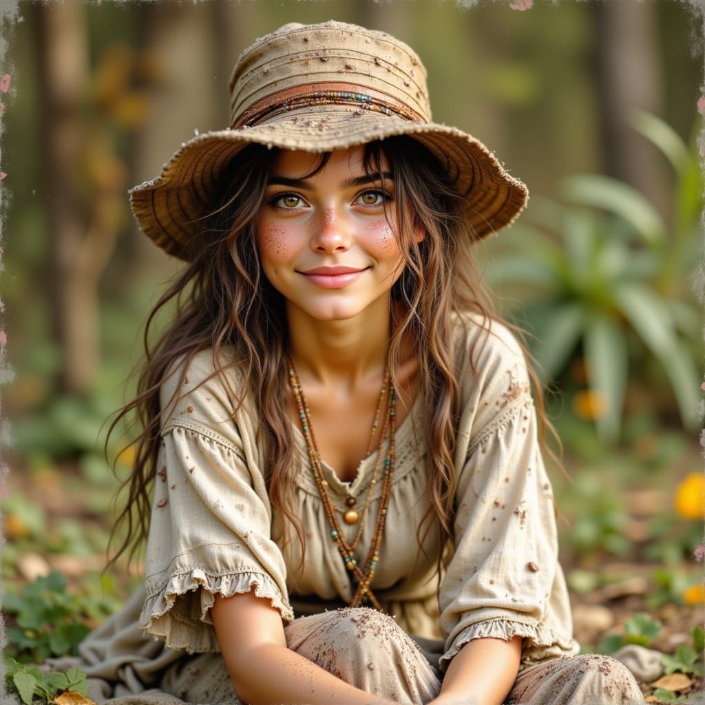 Smiling Girl Portrait in Impressionistic Style