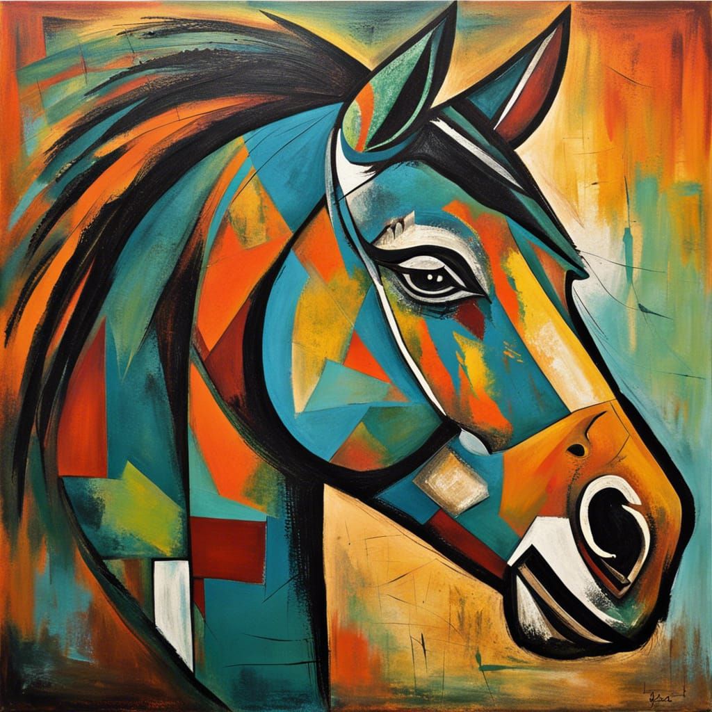 Abstract Horse Painting in Cubist Style
