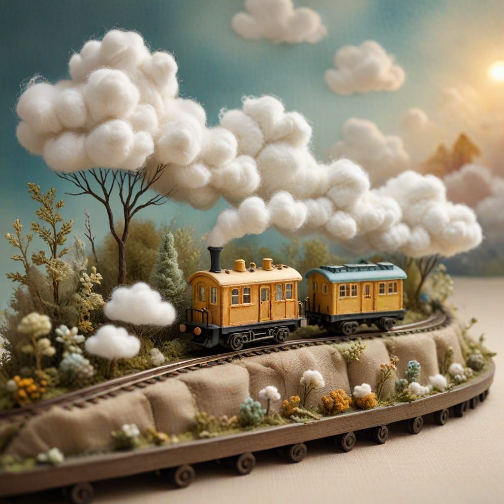 Miniature Railroad in Storybook Diorama Style