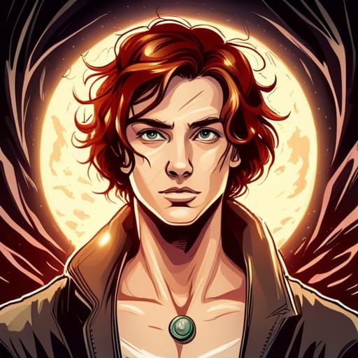 Archangel in White Armor with Crimson Hair