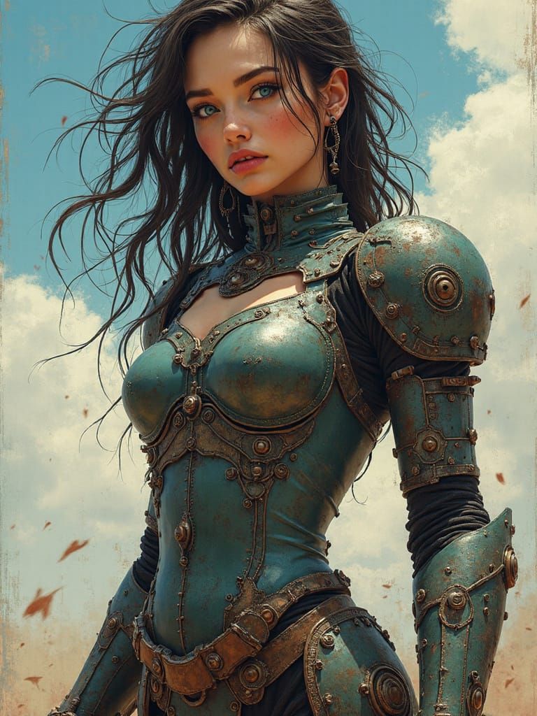 Cyberpunk Goddess in Dystopian Armor