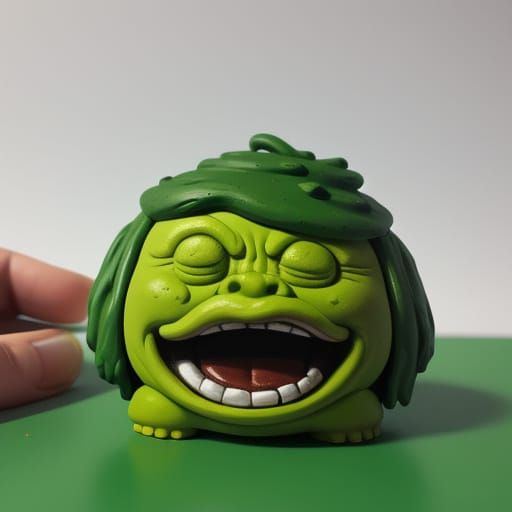 Terrified Clay Shrek Minifigure in Abstract Art Style