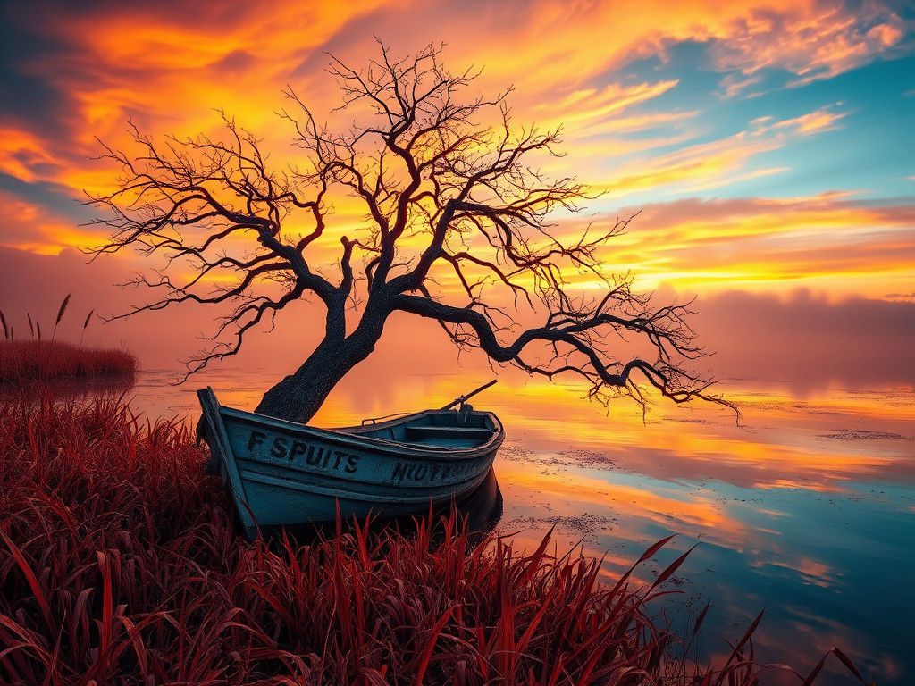 Fishing Boat at Dusk: A Conceptual Art Piece