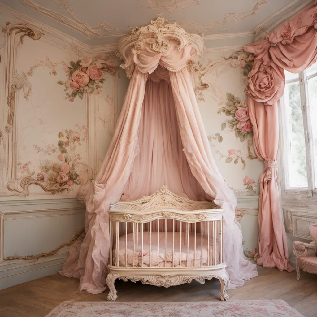 Rococo Princess Nursery with Cradle and Roses