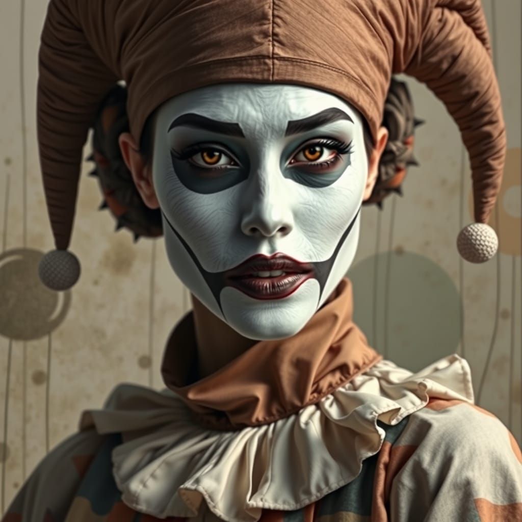 Striking Harlequin Woman in Jogakbo Costume