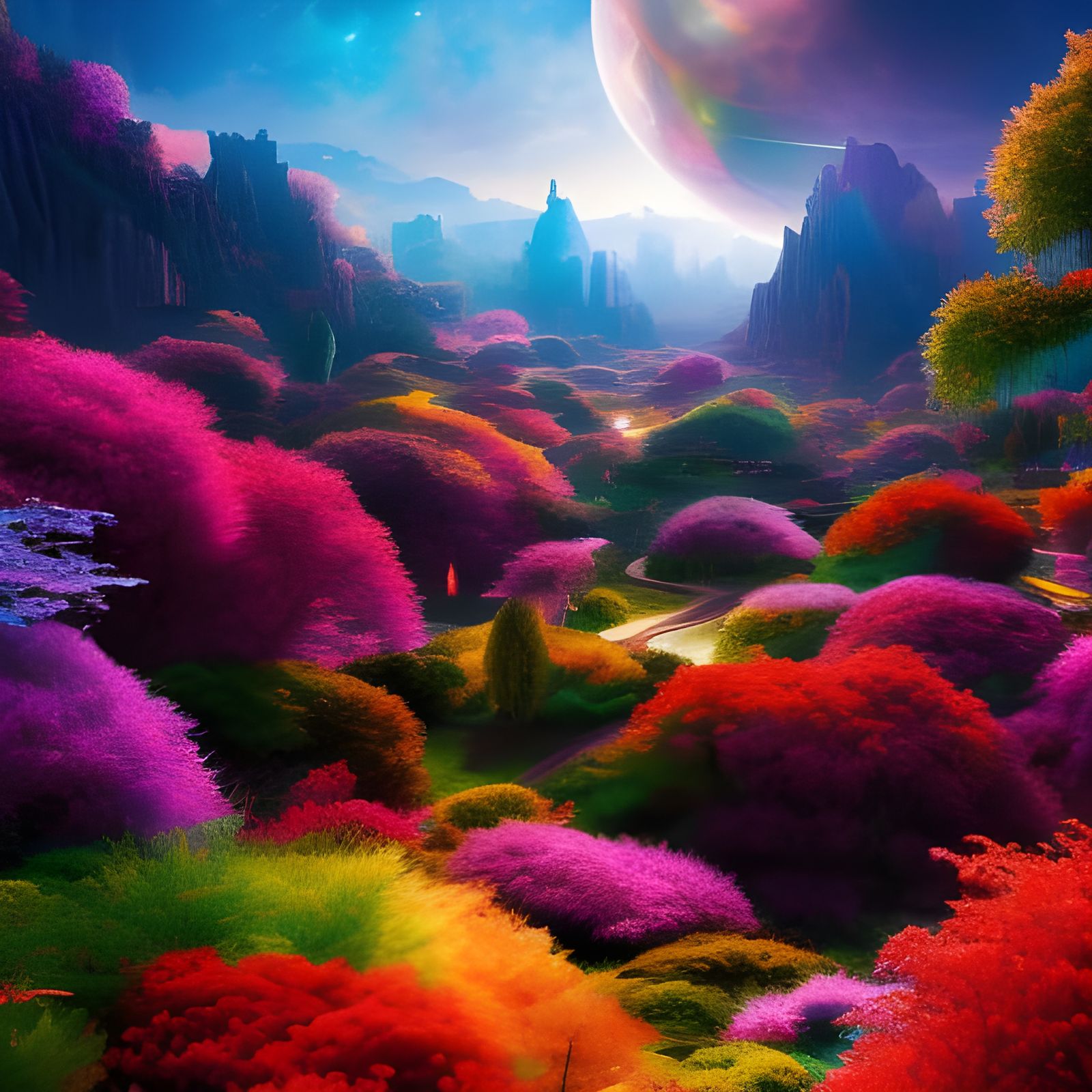 Dynamic Breakdancer in Psychedelic Galaxy Garden