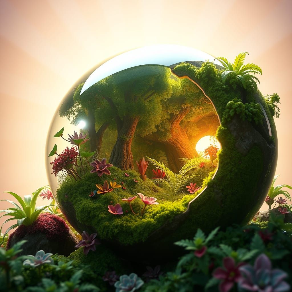 Vibrant, Crystal Egg Forest in Enchanting Concept Art Style