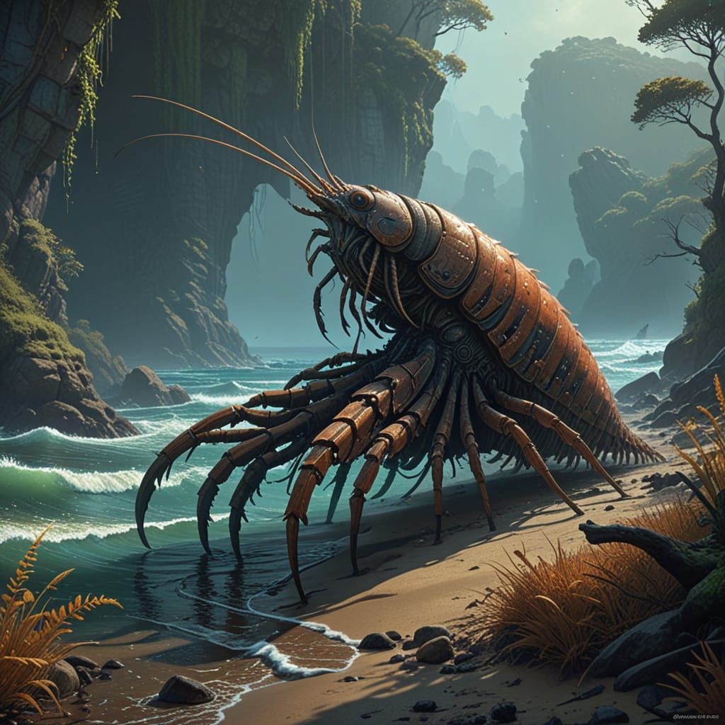 Ancient Ocean Predator in Surreal, Dreamlike Scene