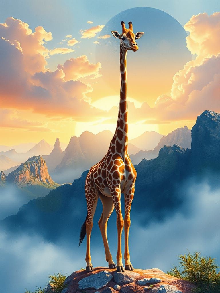Epic Cosmic Giraffe at Earth's Edge: A Turner-Monet-Inspired...