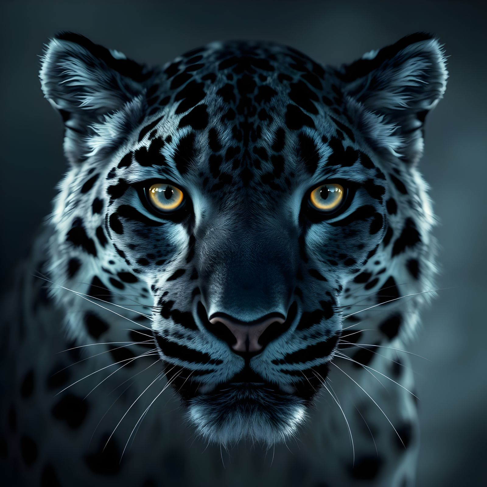 Snow Leopard Portrait in Surreal Digital Art Style
