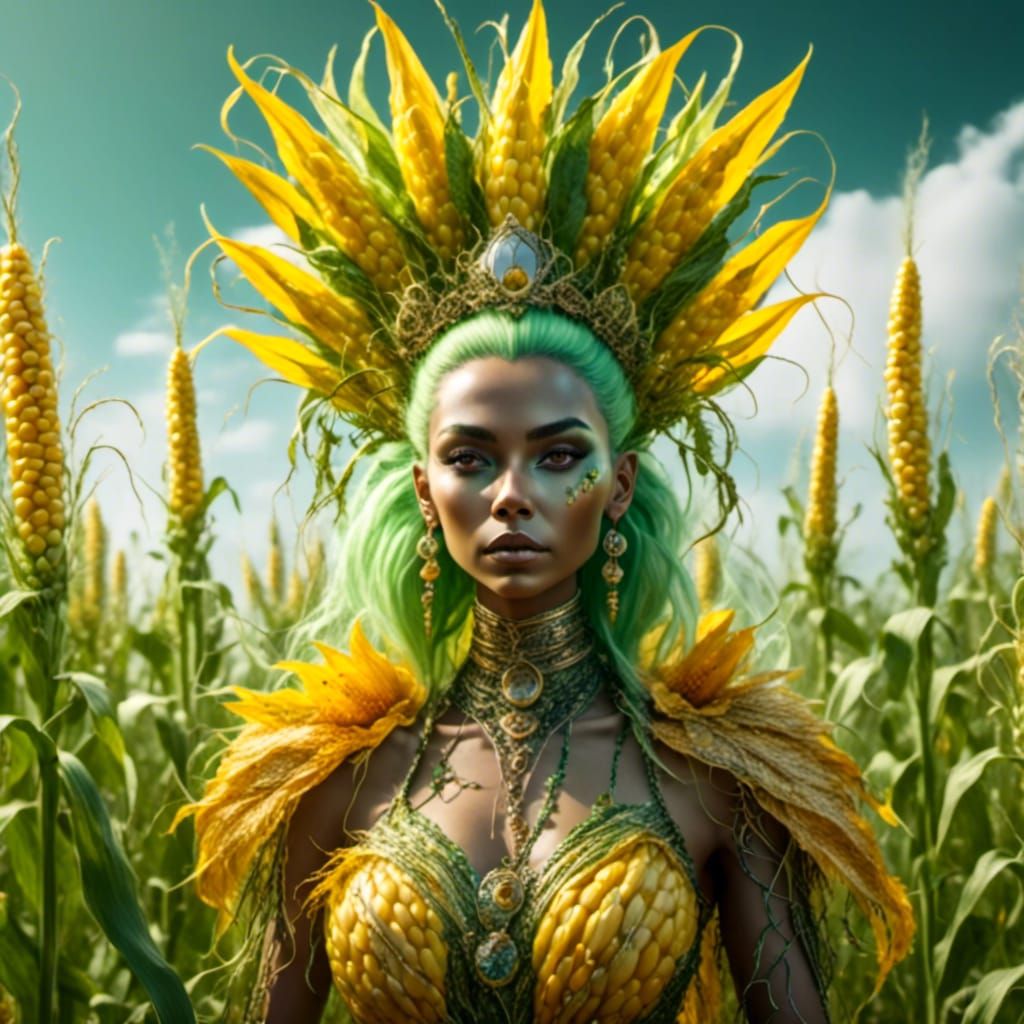Corn Queen in Ghostly Style with Stalk Crown
