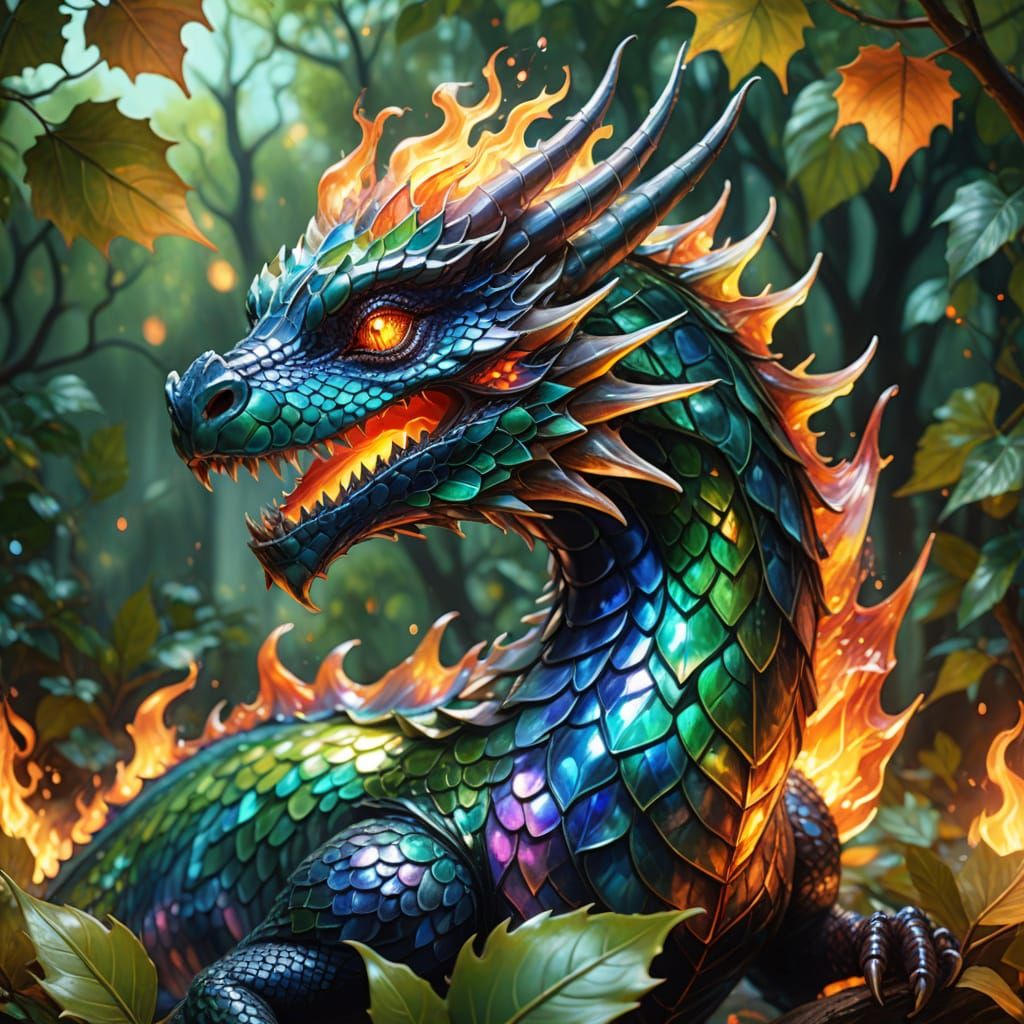 Glass Dragon Breathing Fire: A Surreal Dreamscape