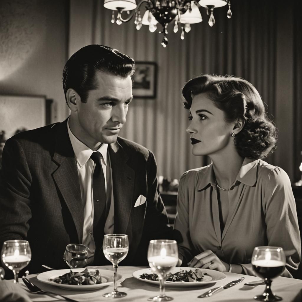 Romantic Dinner in Film Noir Style