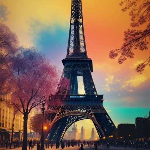 Eiffel Tower Golden Hour: A Vibrant Paris Cityscape