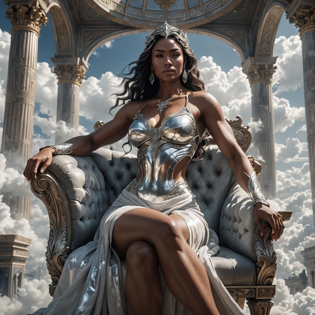 Silver Goddess in Cloud Palace: Cinematic Concept Art