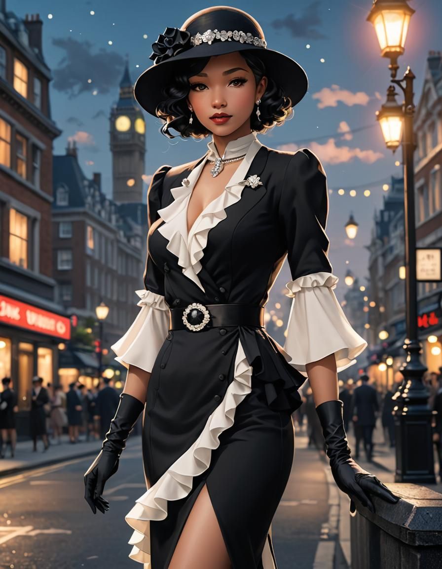 1930s Black Suit in London, 3D Anime Art