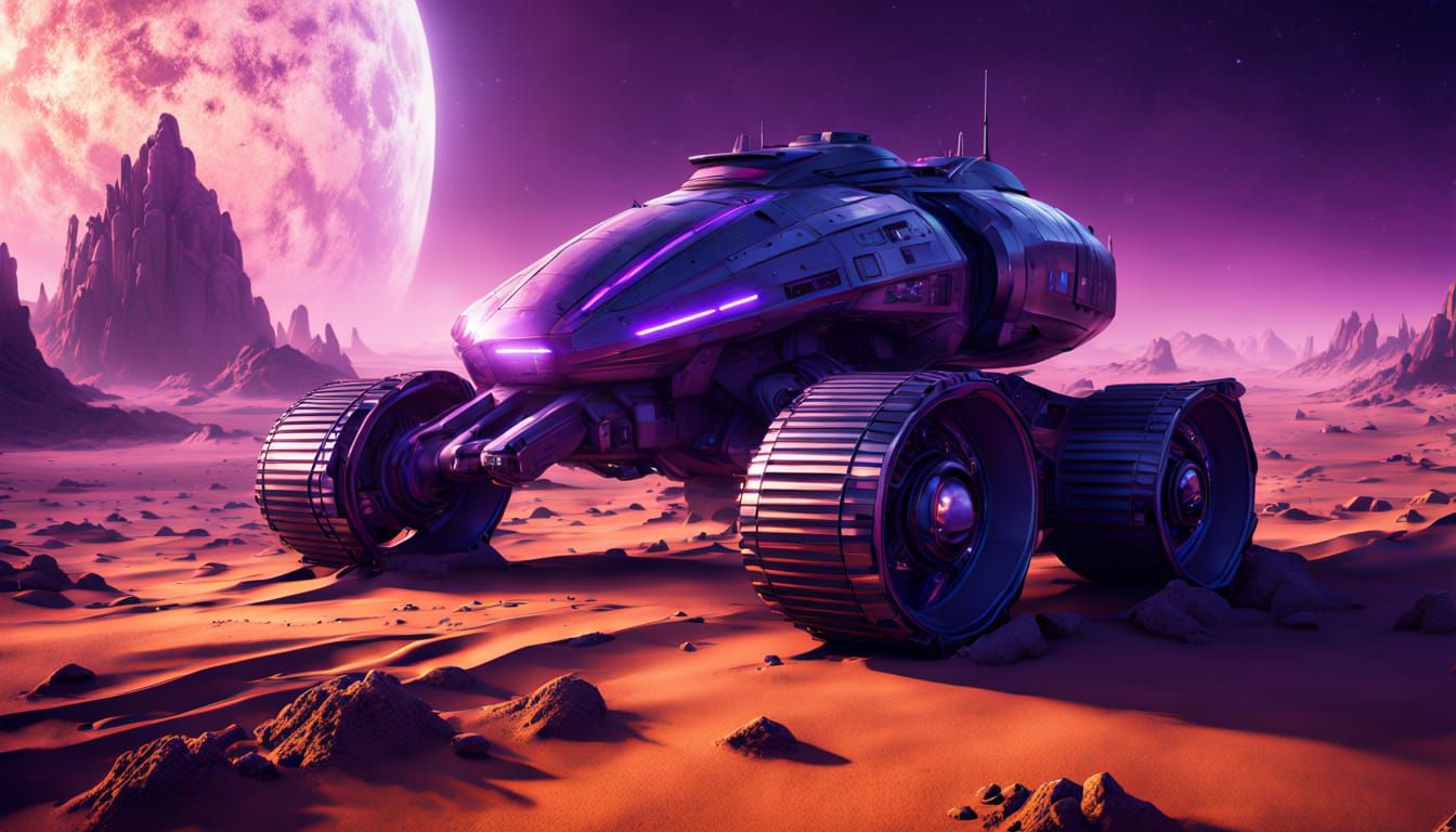 Hyperrealistic Sci-Fi Vehicle on a Barren, Distant Planet