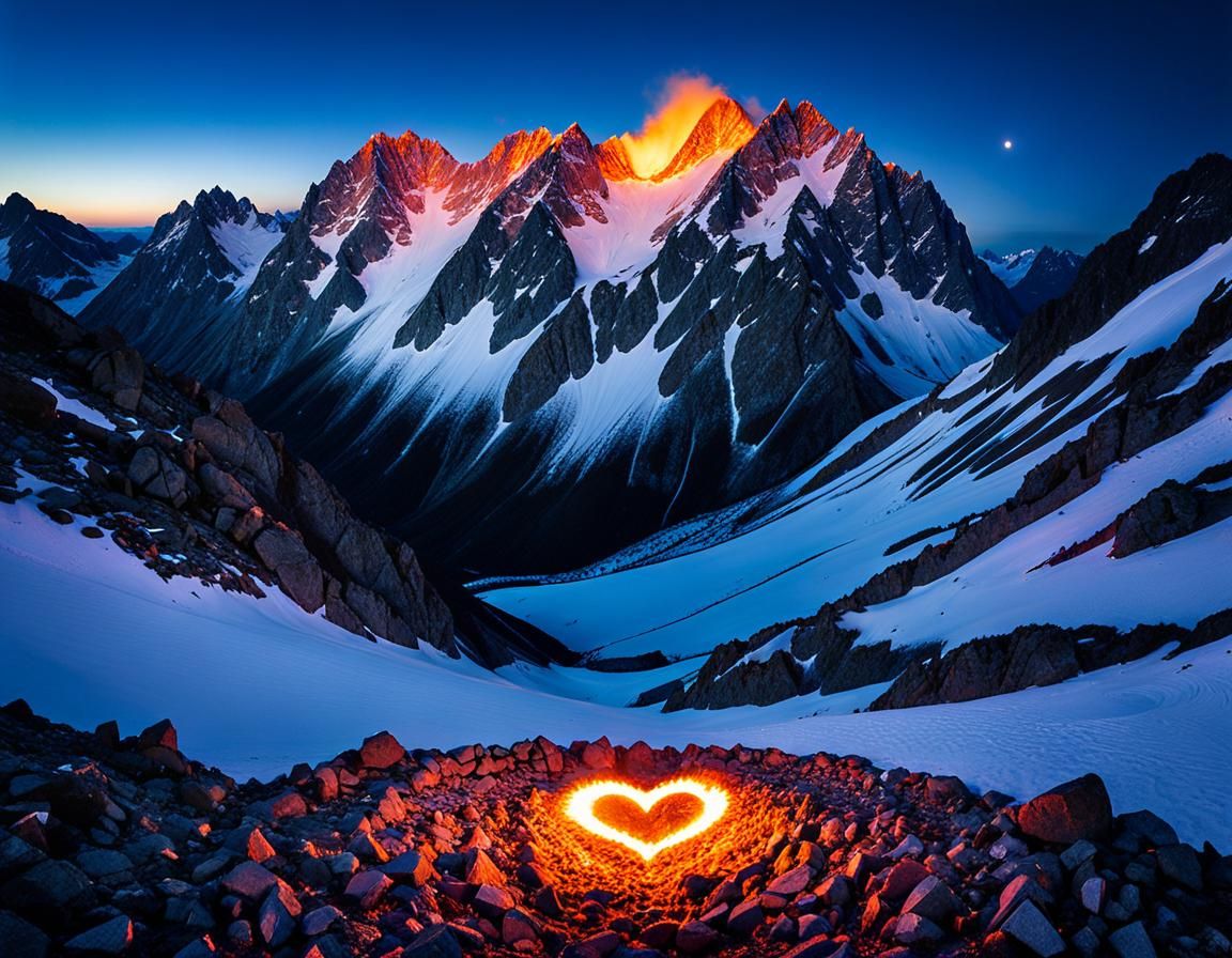 Heart Fire on Elferspitze Mountain in Abstract Art