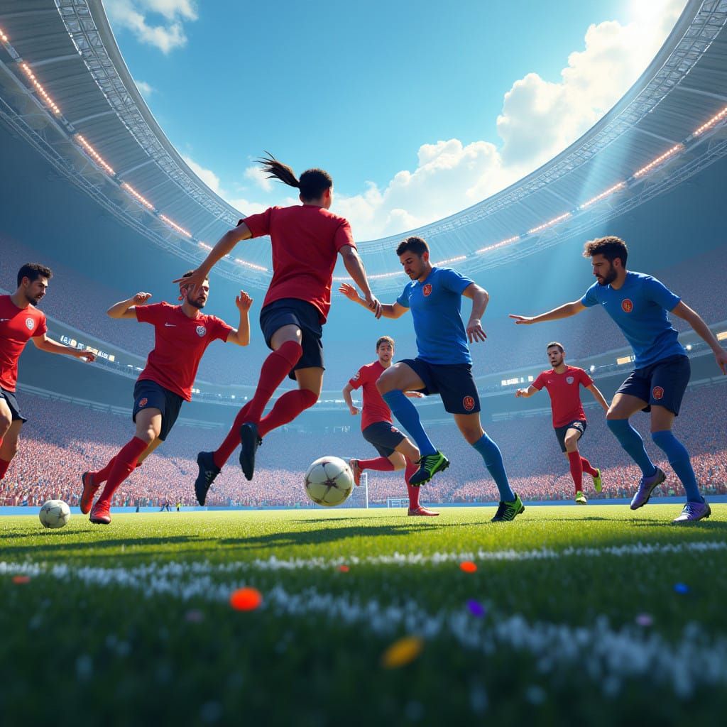 Thrilling Soccer Match Winner in Futuristic Stadium