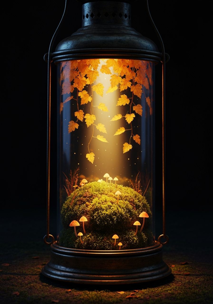 Enchanted Miniature Autumn Forest in Lantern