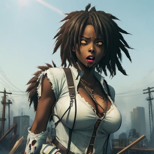 African American Zombie in Anime Style