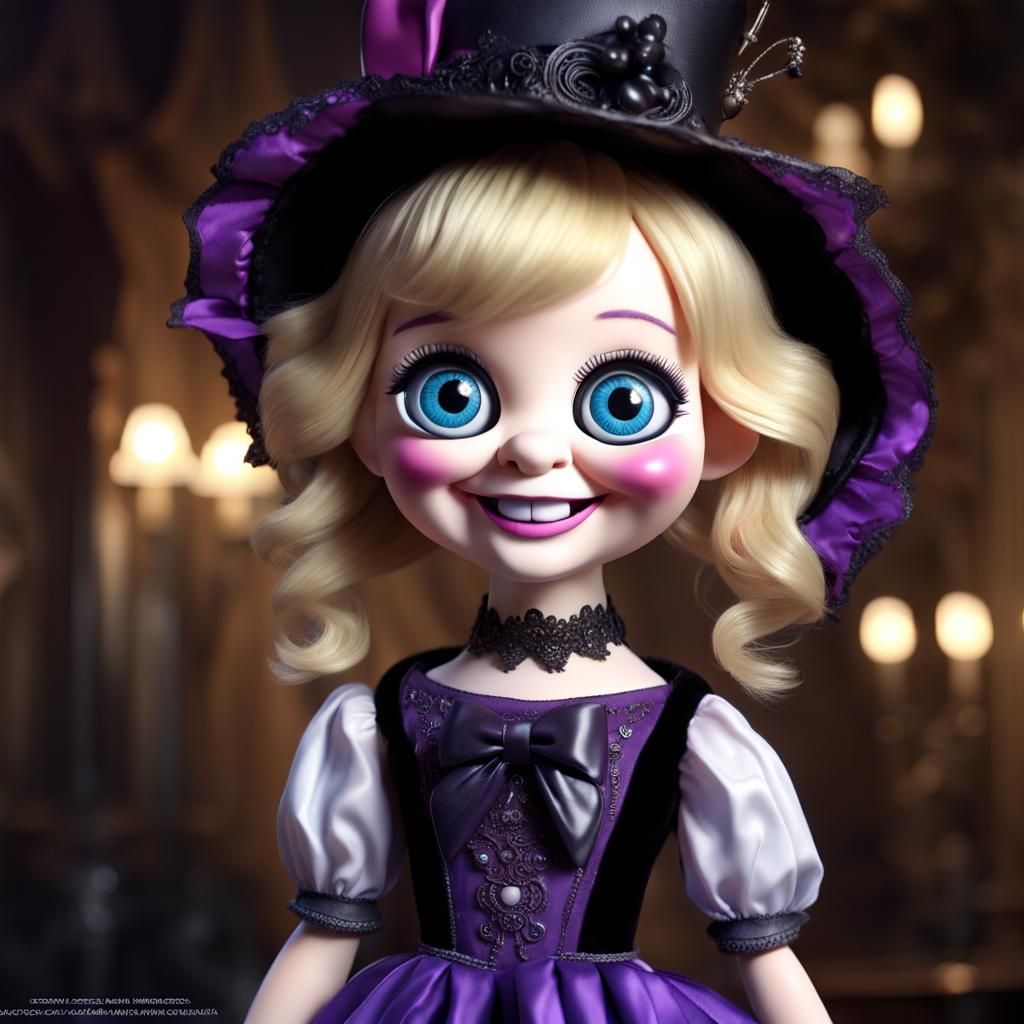 Adorable Gothic Puppet with Big Blue Eyes