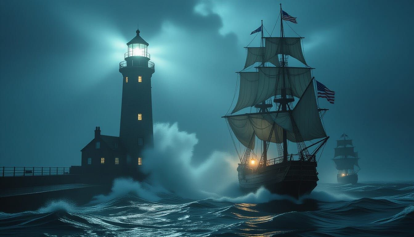 Lighthouse Guiding Ships Through Stormy Seas