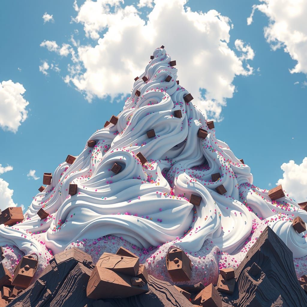 Ice Cream Mountain in Digital Painting Style