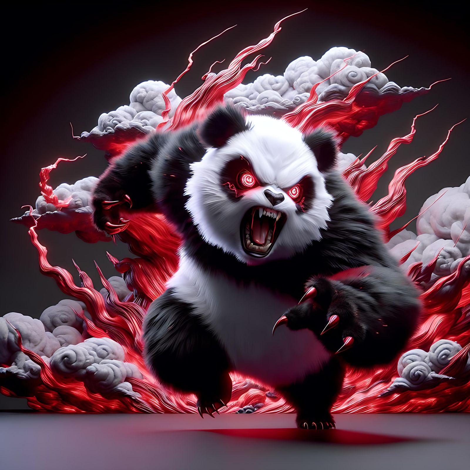 Angry Panda in Anime Style Concept Art