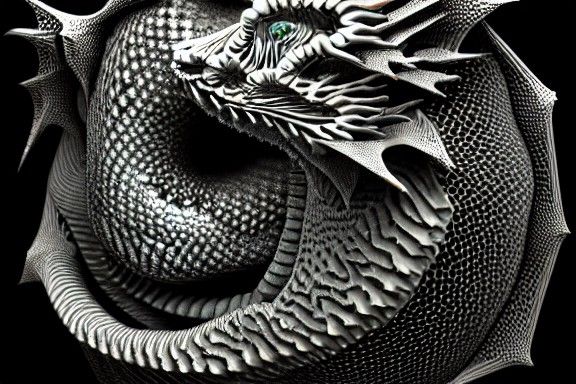 Holographic Dragon with Geometric Details