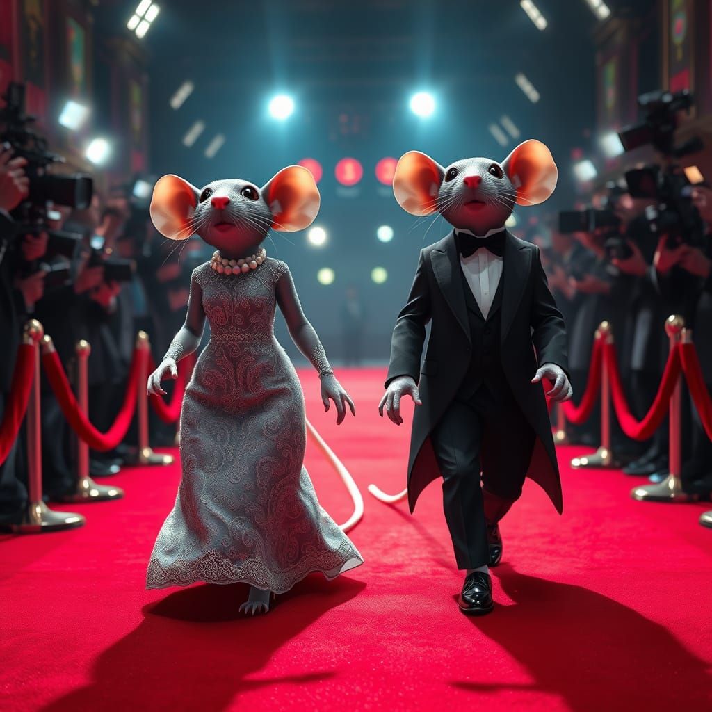 Glamorous Rats in Anime-Inspired Evening Attire