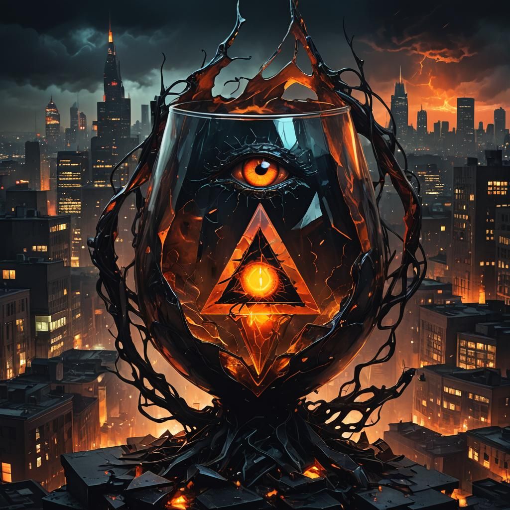 Ominous Glass Brain: A Dark Fantasy Illustration