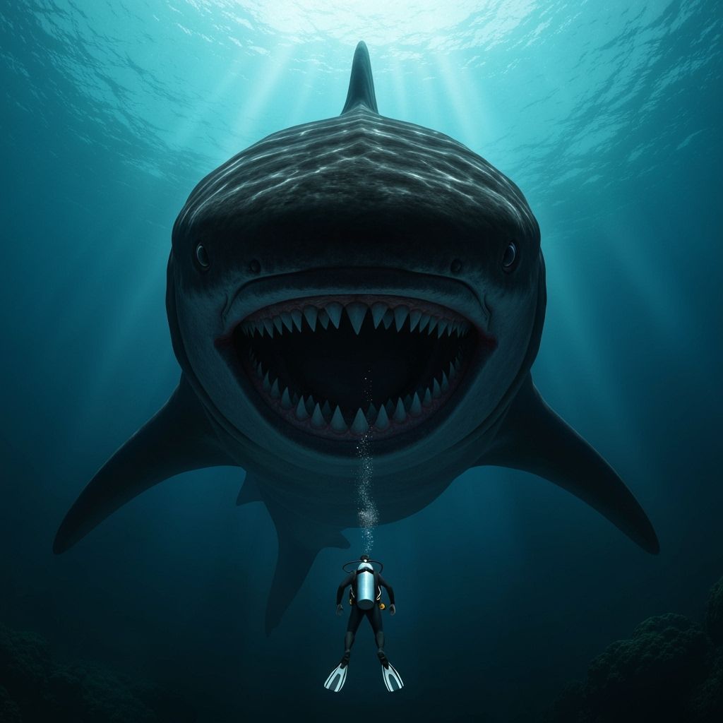 Gargantuan Shadow Leviathan Attacks Scuba Diver in Deep Ocea...
