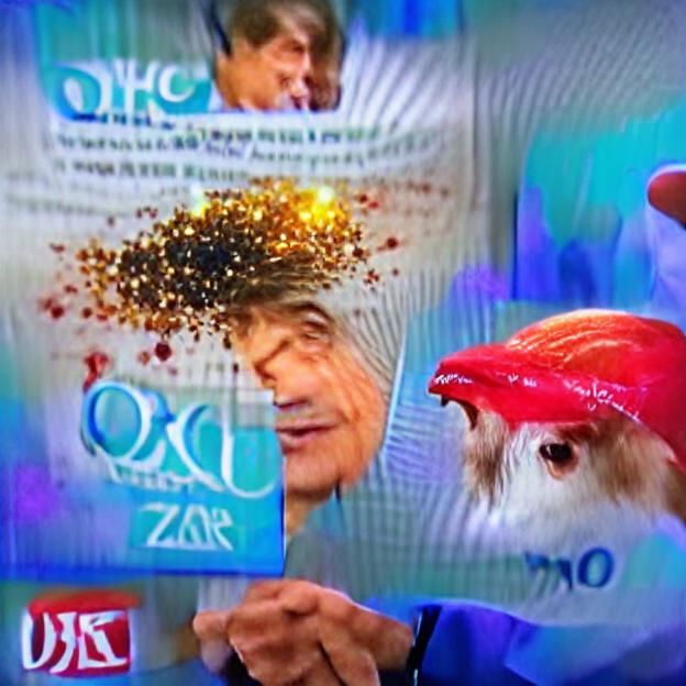 Cartoonish Caricature with MAGA Hat and Sparkles