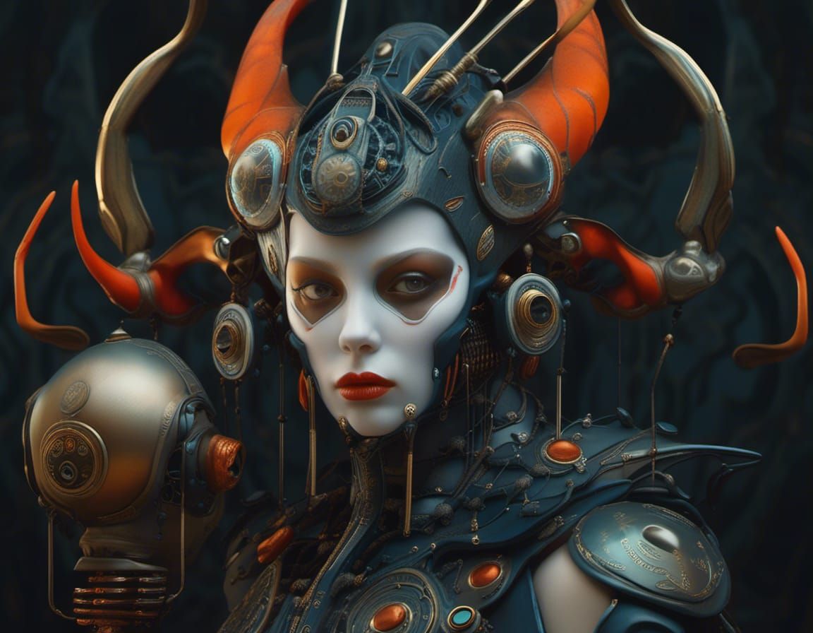 Surreal Devilish Cyborg: Digital Art