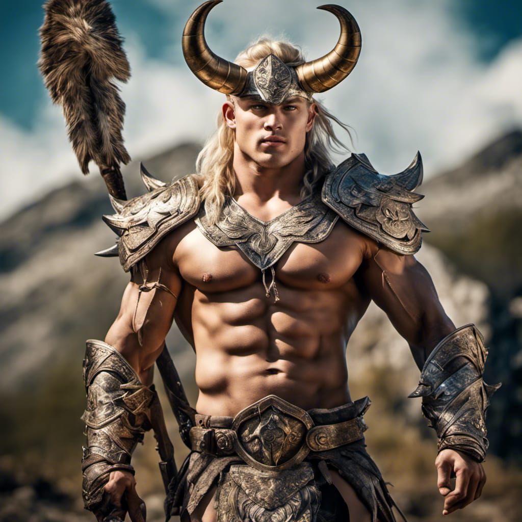 Barbarian and Unicorn in D&D Style