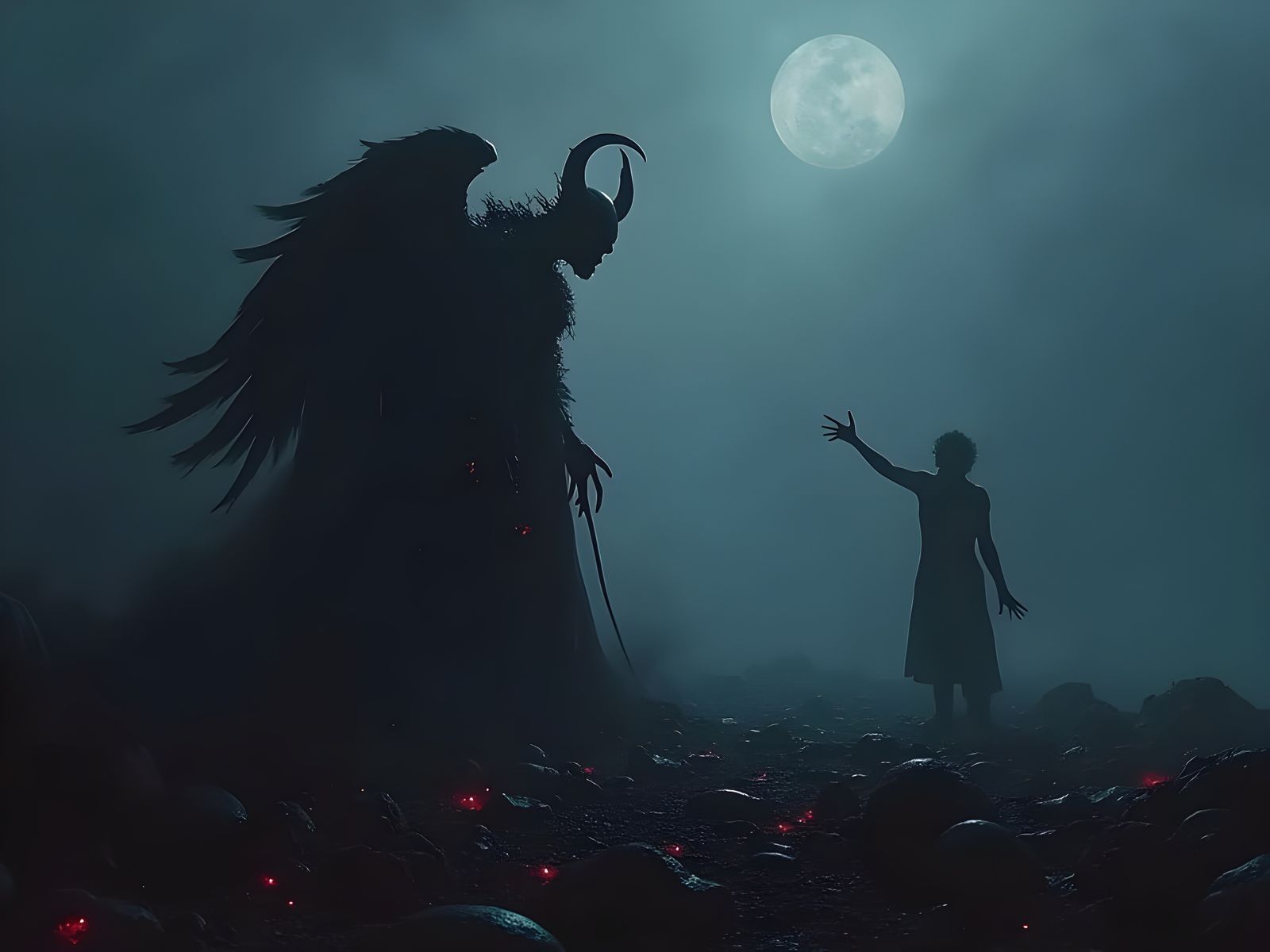 Angel of Death Monarch in a Haunting, Otherworldly Realm