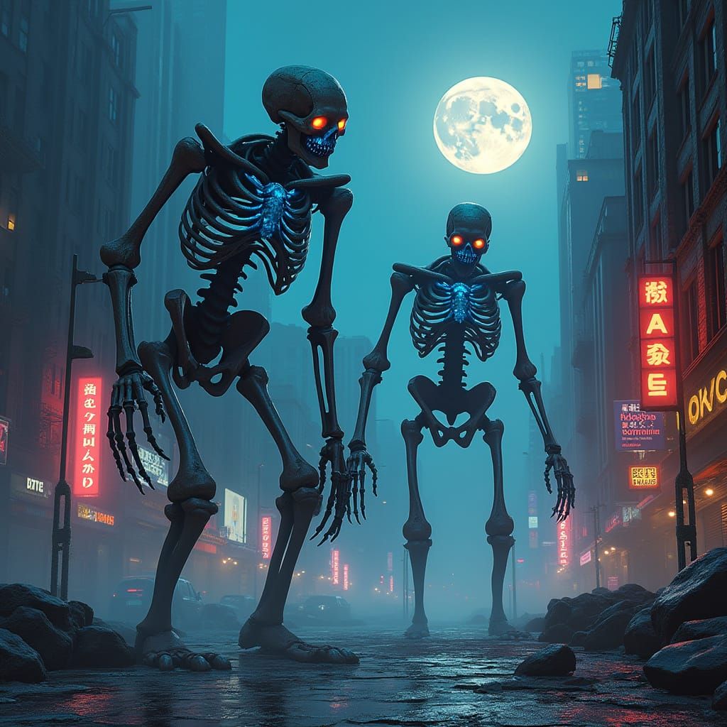 Giant Skeletons Emerge in a Futuristic Cityscape on Friday t...